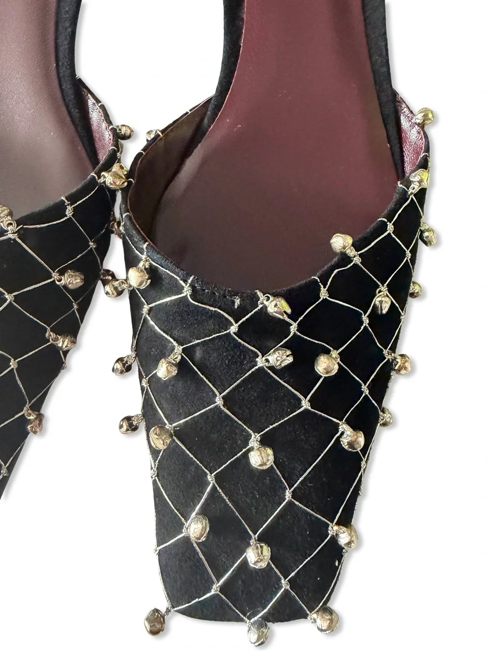 Tory Burch Bell Slingbacks Heels Black silver bell shoes Revolve 10